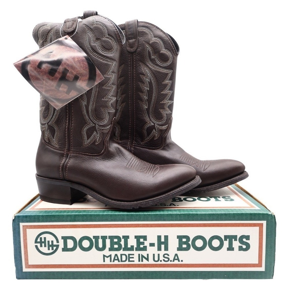 Double-H 3263 Work Western Boots Mens 10.5 D Brown Leather New Made In USA